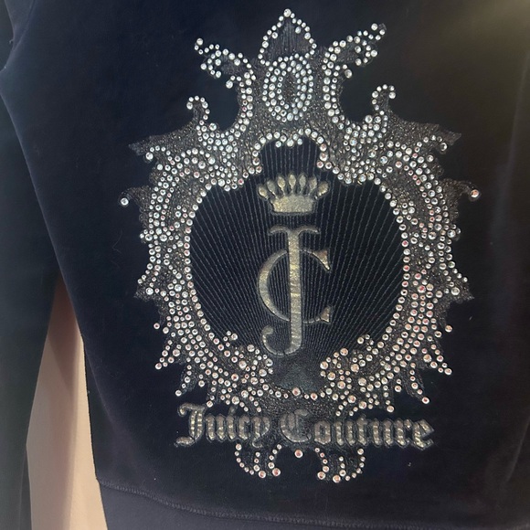 Juicy Couture Blue Velour Crystal Crest Hoodie - Picture 3 of 7